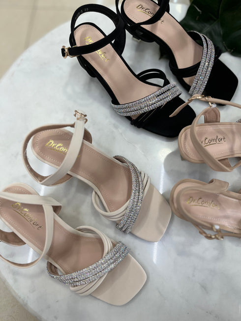 Women Luxury Rhinestone Decor Open Toe Buckle Straps